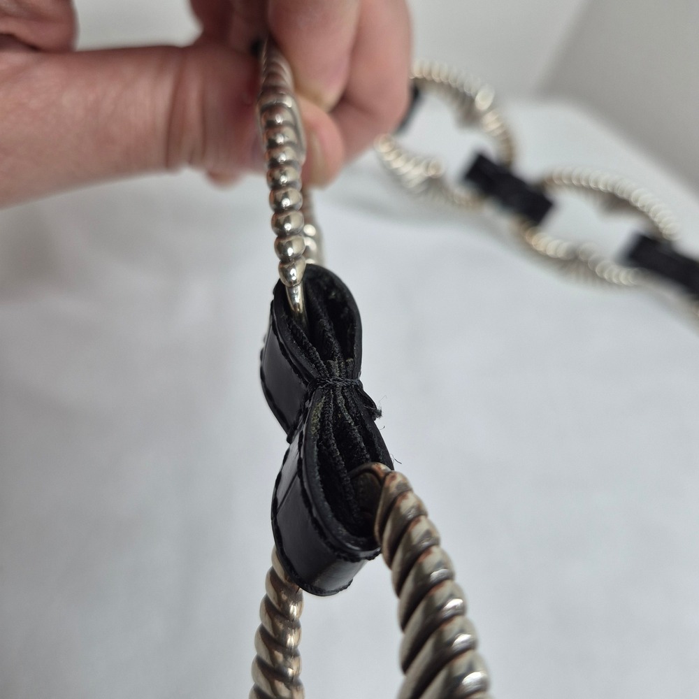 Vintage Brighton Black Croc Leather Silver Chain Link Belt Size 30 B30943 Rodeo - Picture 7 of 9
